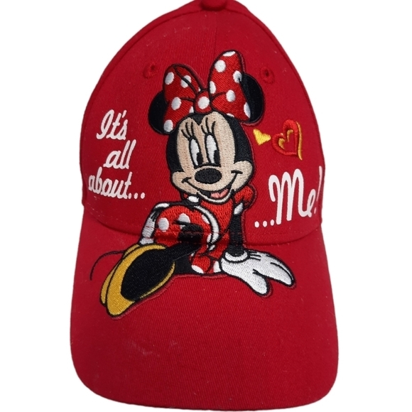 Disney Youth Baseball Hat All About Minnie Mouse Embroidered Red Hat‎ One Size - Picture 1 of 9
